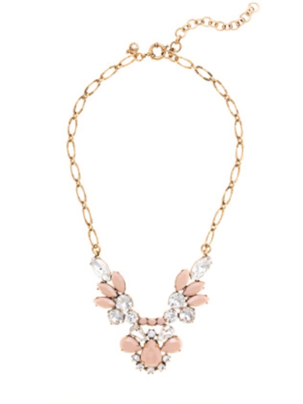 J.Crew Crystal Feather Necklace, Mauve Blush - EUC
